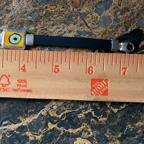 NWOT Sterling Silver Silikone Band Yellow Eval Eye Glass Unisex Bracelet - Picture 6 of 8